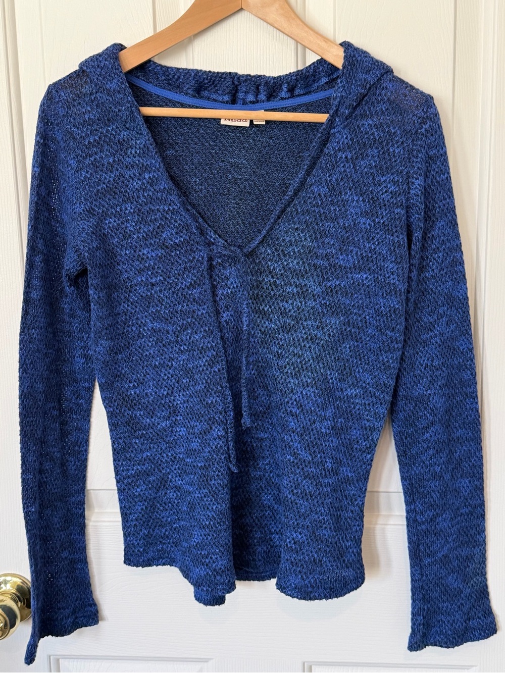 Mudd Blue Marled V-Neck Sweater with Hood